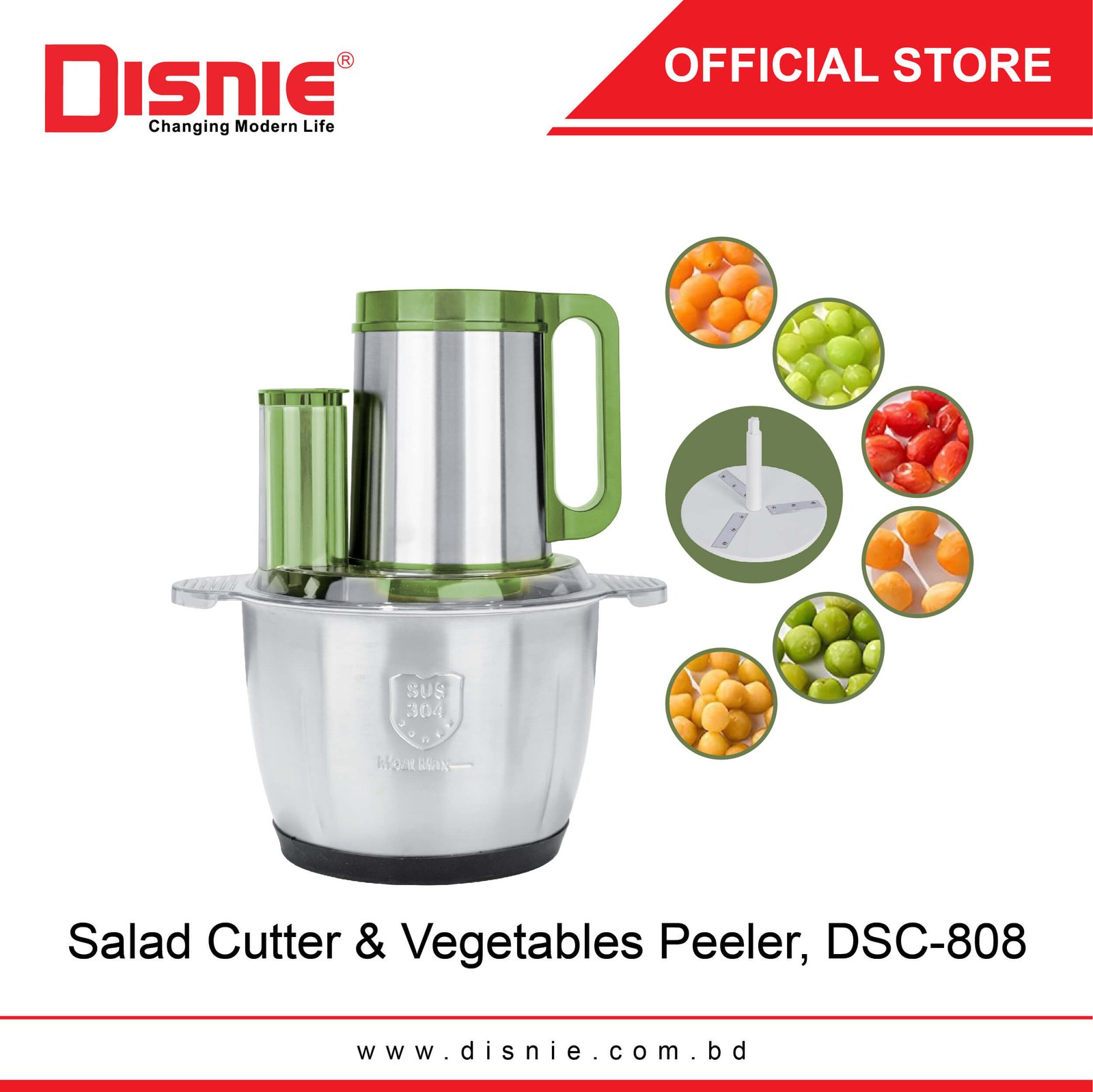 Disnie 8in1 DSC-808 Salad Cutter & Food Chopper With Fruits Peeler 3.5L
